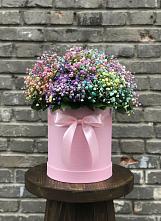 Цветочная композиция из Гипсофила и Розы в шляпной коробке #REPLACE_PRED# Тим
