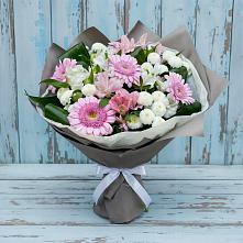 Букет цветов из:  Герберы, Альстромерии и Хризантемы в Тим