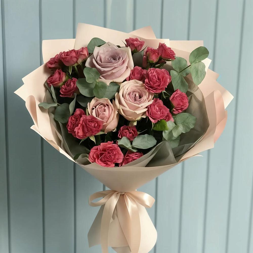 Букет цветов из: Гвоздики и Розы в Тим