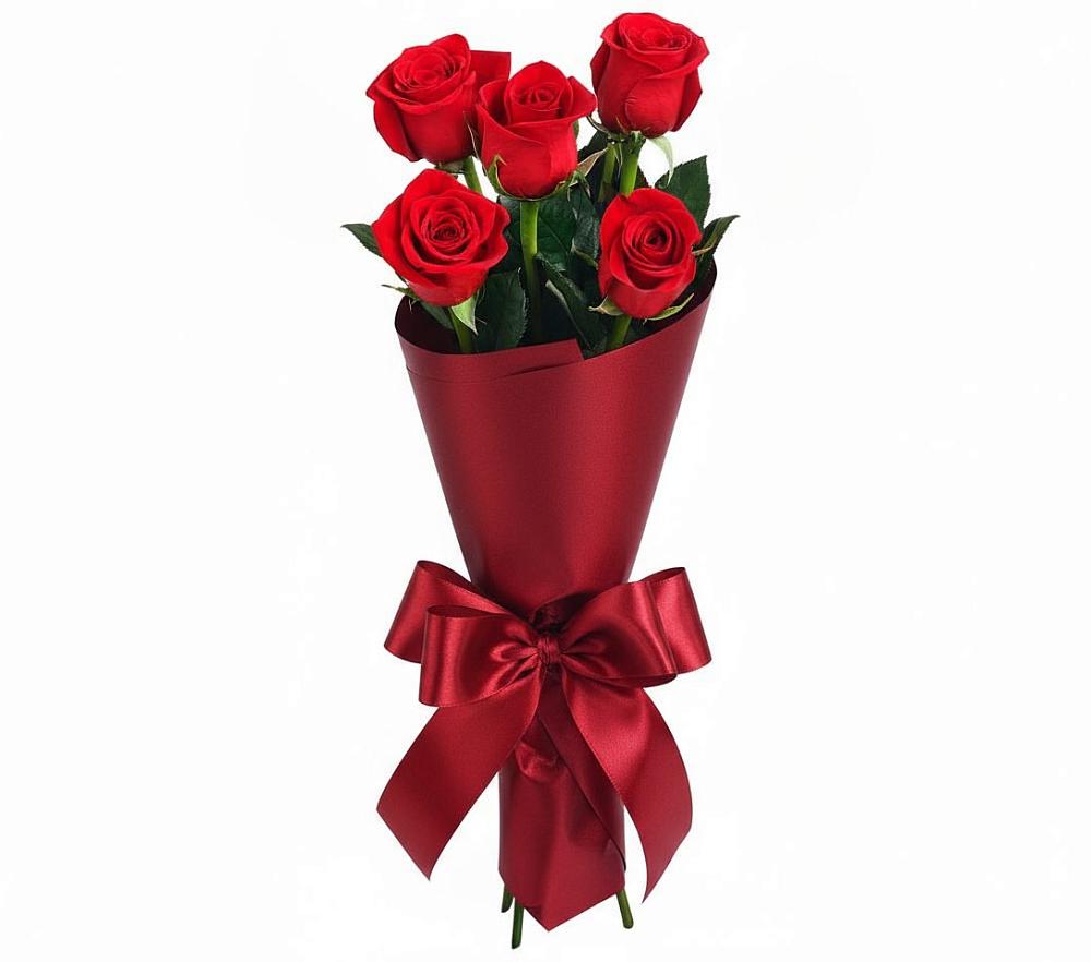 Букет 5 Красных роз Эдлесс Лав в Тим
