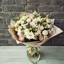 Букет цветов из:  Альстромерии, Розы и Хризантемы в Тим