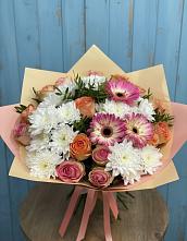 Букет цветов из:  Розы, Герберы и Хризантемы в Тим