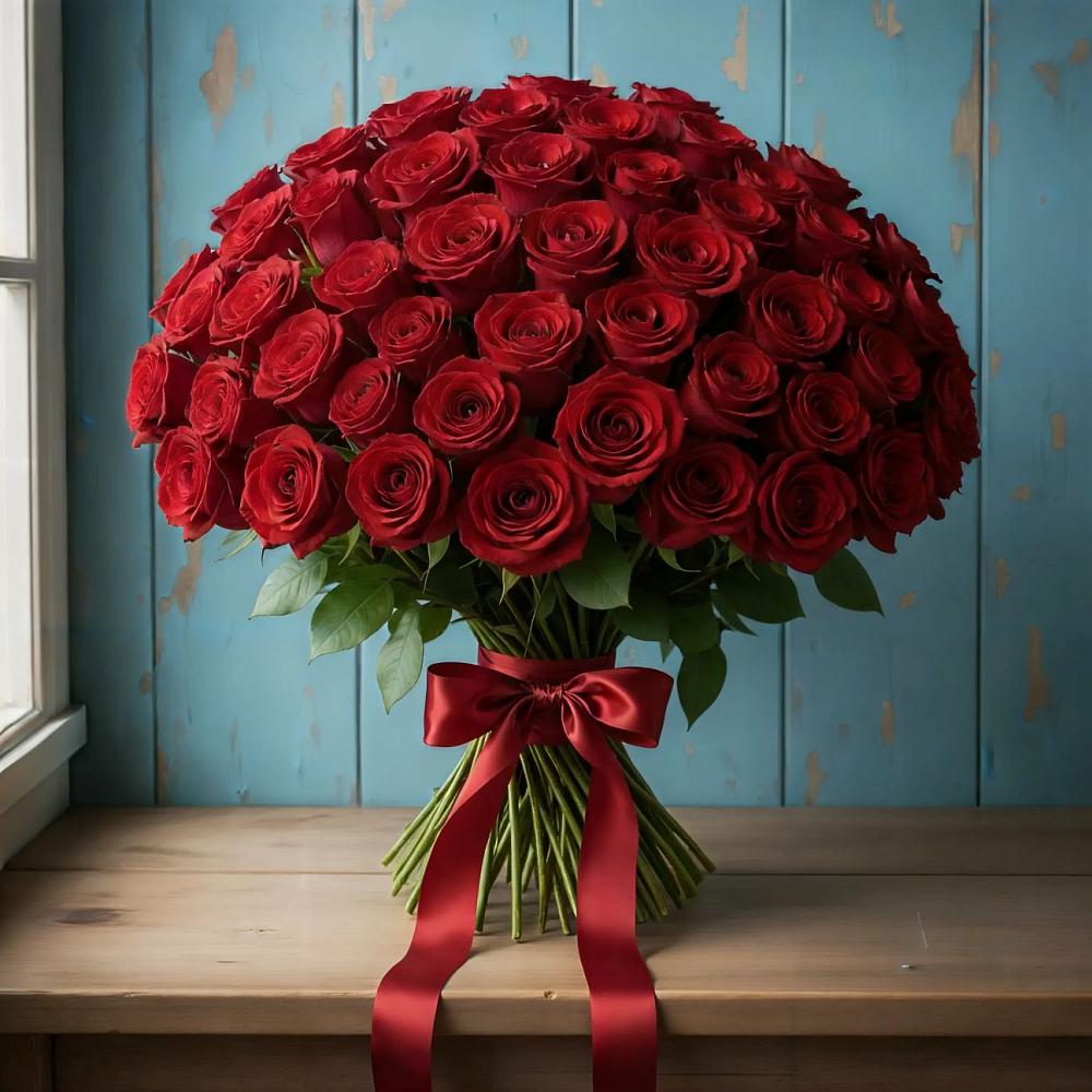 Букет Красные розы Блэк Меджик в Тим