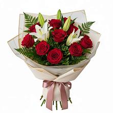 Букет цветов из:  Лилии и Розы в Тим