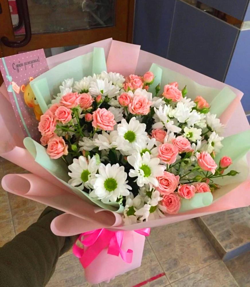 Букет цветов из: Розы и Хризантемы в Тим