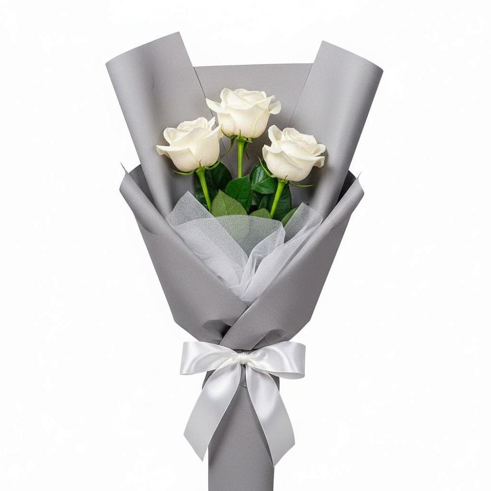 Букет 3 белые розы в Тим