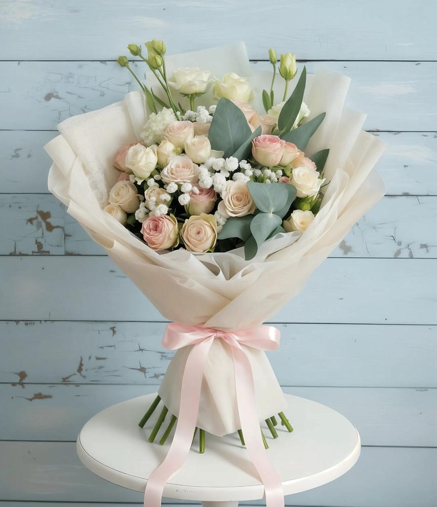 Букет цветов из: Розы и Лизиантусы в Тим