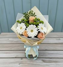 Букет цветов из:  Герберы, Розы и Хризантемы #REPLACE_PRED# Тим