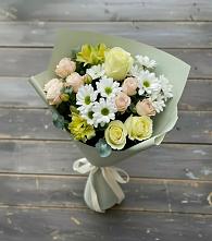 Букет цветов из:  Альстромерии, Розы и Хризантемы в Тим